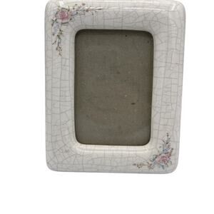 Vintage Picture Frame Ceramic Cottagecore Y2K Roses Floral Cream 4.5x 3.5” Mom
